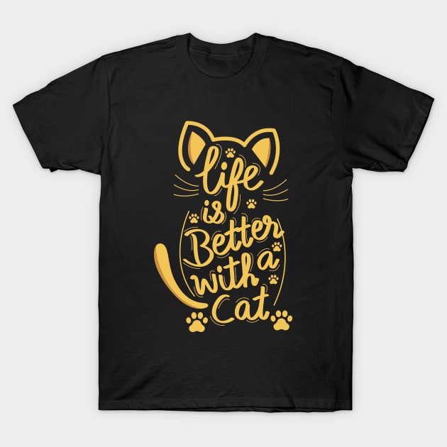 Life Is Better With A Cat In Yellow T-Shirt by IsmaSaleem